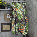 Bob Mackie Womens A-Line Jungle Print Woven Hi-Low Skirt Olive Multi Green 2X