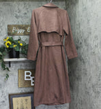 A New Day Faux Suede Double-Breasted Belted Trench Coat f00251322 Brown S