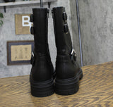 Sun + Stone Womens Onnyx Engineer Booties 10019660000 Black 8.5M