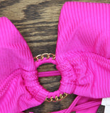 Becca Womens Monte Carlo Halter Top Bikini Swim 223157 Azalea Pink M