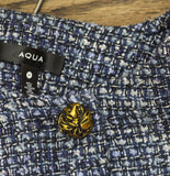 Aqua Womens Collarless Tweed Cropped Blazer Jacket IJO31229 Navy Multi Blue M
