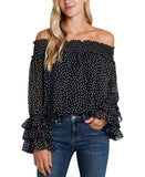 Cece Womens Off-The-Shoulder Duet Mini Dot Blouse 7099069