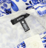 Aqua Tile Print Button Front Maxi Dress IDM11816 Blue / White S