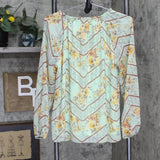 LC Lauren Conrad Womens Lined Ruffle Tie Front Trim Blouse Mint Green S