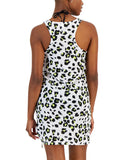 Miken Womens Animal-Print Ruched Racerback Cover Up Whitelimeade White L