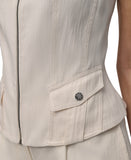 DKNY Weathered Twill Zip-Front Vest P5ETTB77 Coconut Off White M
