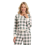 Wondershop Womens Plaid Ribbed Long Sleeve Holiday Pajama Shirt Green Multi S