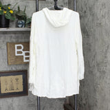 Soft & Cozy Womens Cool Luxe Knit Embroidered Hooded Cardigan Pearl White L