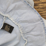 DG2 by Diane Gilman Womens Ruffle Hem Button Up Jean Trucker Jacket Light Blue M