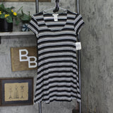 Unedited by Teeze Me Juniors Knit Striped A-Line Dress S244149W Black Stripe S