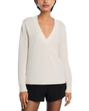 Aqua Cashmere V-Neck Sweater V11599 Ivory Off White M