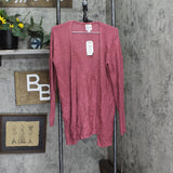 Hippie Rose Womens Pink Heather Long Sleeve Open Cardigan Blouse Sweater Pink M