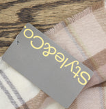 Style & Co. Tartan Plaid Scarf with Fringe SC9542501 Ivory Neutral Brown Multi