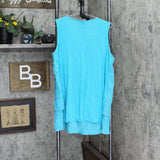DG2 Womens Front-Pleated Mixed Media Easy Tank 722000 Aqua Blue XL