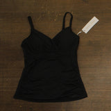 Anne Cole Twist Front Underwire Tankini Swim Top MYMT23301 Black 34C/34B