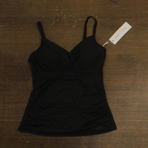 Anne Cole Twist Front Underwire Tankini Swim Top MYMT23301 Black 34C/34B
