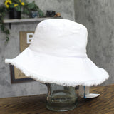 Physician Endorsed Womens Castaway Canvas Bucket Sun Hat Fringe 23PE00A21 White