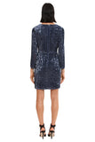 Donna Morgan Holiday Sequin Dress Event Occasion Cocktail Dark Blue Gray 16