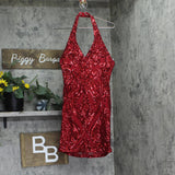 B. Darlin Juniors Halter Sequin Bodycon Mini Dress 8KJT909 Red 7/8