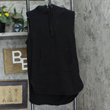 Urban Heritage 1975 Womens Sleeveless Fleece Tunic Hoodie Sweatshirt Black L