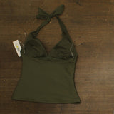 DKNY Halter V-Neck Shirred Tankini Swim Top DIMKS215 Moss Green M