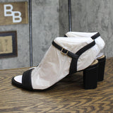 Naturalizer Bristol Ankle Strap Chunky Block Dress Sandal Black Faux Leather 10W