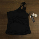 La Blanca Island Goddess One Shoulder Keyhole Tankini Swimsuit Top Black 10