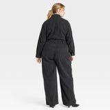 Universal Thread Womens Long Sleeve Utility Baggy Denim Jumpsuit Black 17