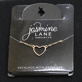 Jasmine Lane Fashion Open Heart Twisted Curb Chain Necklace Gold Yellow 16"