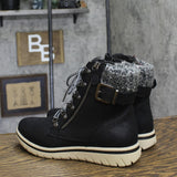 Cliffs By White Mountain Winter Lace Combat Boot Black / Fabric / Sweater 9.5M