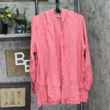 Logo By Lori Goldstein Womens French Terry Open Front Hoodie Coral Petal Pink L