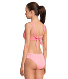 Becca Standard Color Code Shirred Underwire Bikini Top Swim Coral Reef Pink S