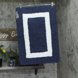 Better Trends Reversible Cotton Bath Rug Navy Blue / White 17X24