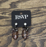 Charming Charlie by RSVP Rhinestone Drop Earrings Gunmetal Black / Purple 1.75"