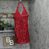 B. Darlin Juniors Halter Sequin Bodycon Mini Dress 8KJT909 Red 7/8