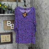 Iman Global Chic Luxury Resort 3/4-Sleeve Keyhole Tunic Top Deep Purple 3X