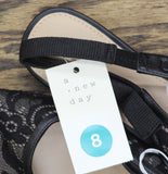 A New Day Womens London Lace Sling Back Bow Flats 94303525 Black 8M