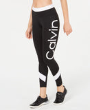 Calvin Klein 7/8 Performance High-Rise Colorblocked Logo Leggings Black White XS