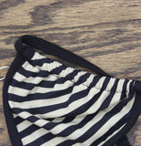 Solid & Striped The Iris Triangle Bikini Top Noir Black / Khaki Stripe S