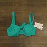 Becca Womens Shirred Underwire Bikini Top Swim 853557 Peacock Blue Green M