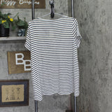 Freshman Juniors Striped Lace-Up Knit Top Black White Stripe L
