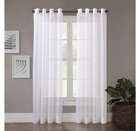 Regal Home Crushed Voile Solid Grommet Sheer Single Curtain Panel White 50x84