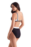 Mimi Flamingo Layered Slimming Triangle Swim Bra Top 900051012 Black / White 6
