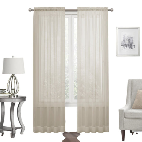 Regal Home Voile Sheer Rod Pocket Single Curtain Panel Linen Brown 54" x 95"