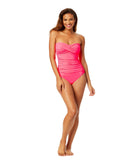 Anne Cole Twist Front Shirred One-Piece Swimsuit MYMO00501 Hot Flamingo Pink 12