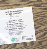 Fairfield Square Brookline 1400 Thread Count 6-Piece Sheet Set White Queen