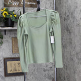 Nine West Women's Sweetheart Neckline Gathered Sleeve Top WW34K050RS