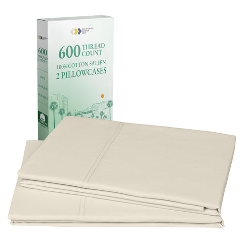 California Design Den Thread Count King Pillow Cases Cream Ivory Off White King