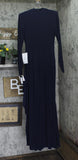 Betsy & Adam Womens Cowled Neck Long Sleeve Jersey Knit V-Neck Dress Navy Blue 6