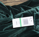 MSK Womens Long Sleeve Belted Waist Stretch Velvet Shift Dress Emerald Green L
